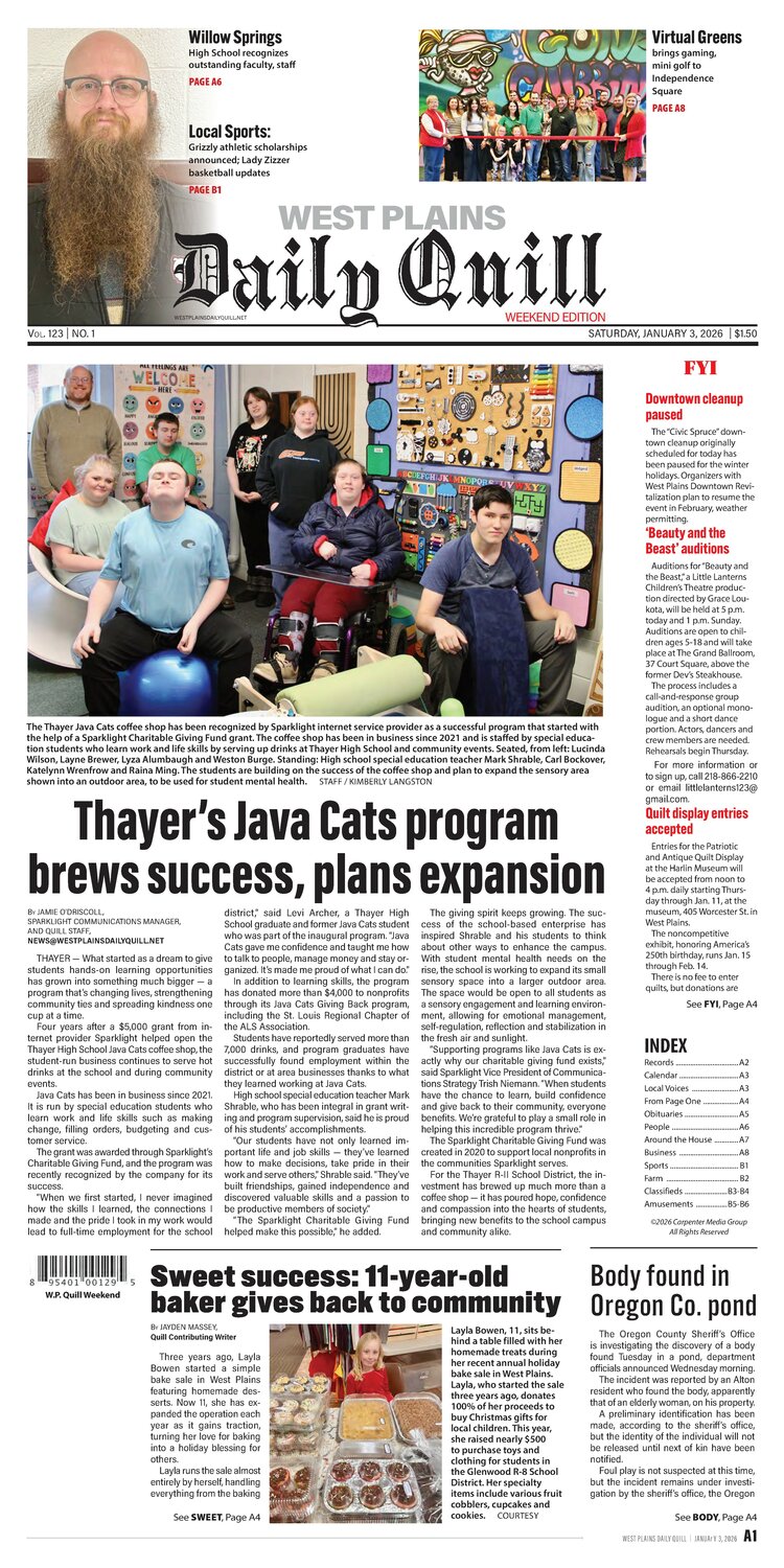 Saturday, January 3, 2026 | West Plains Daily Quill